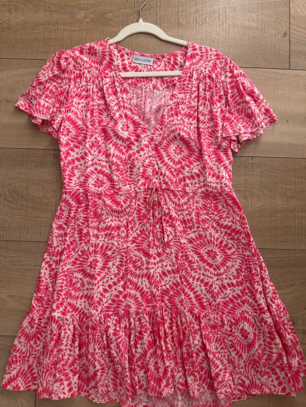 Sea Lustre mini dress in hibiscus pink print mini dress Size M/L